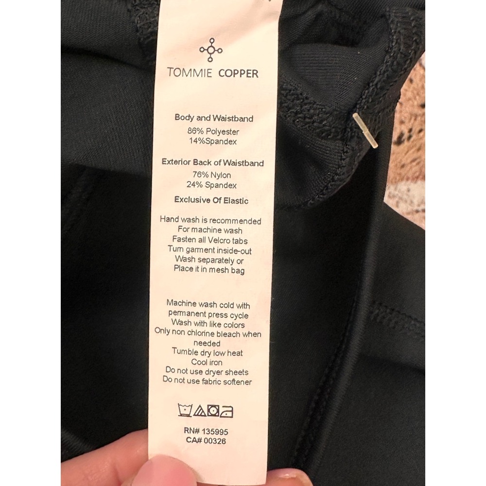 Tommie Copper Women Adj 2Pockets Capris 19" Black Compression Leggings - Picture 10 of 16